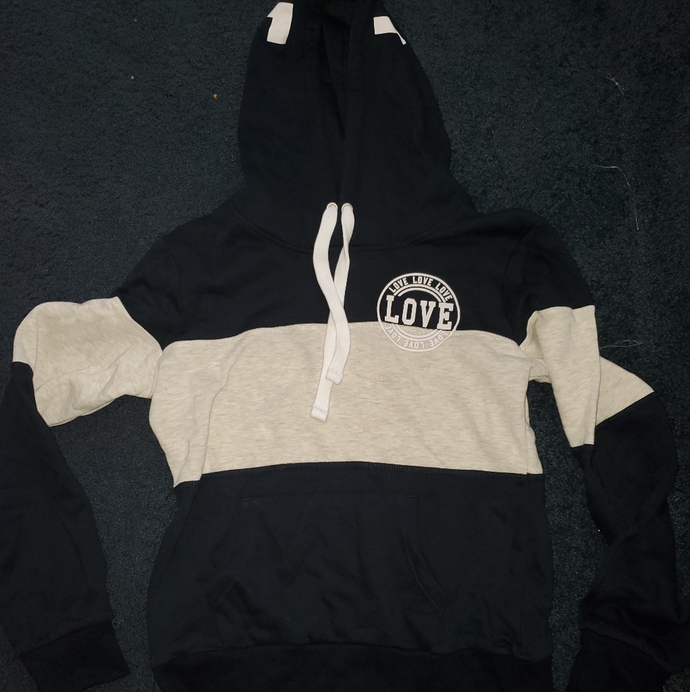 Reflex Sz M LOVE Hoodie Fleece Navy Blue and Gray